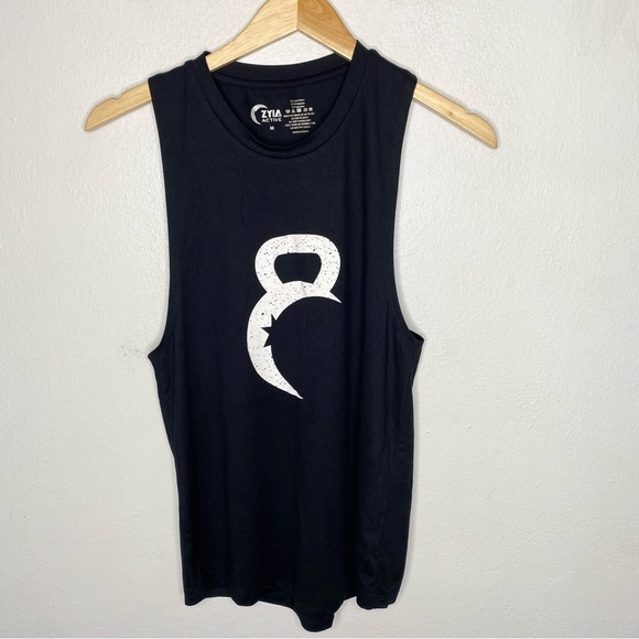 ZYIA Tops Zyia Active Kettle Moon Black And White Athletic Tank Top